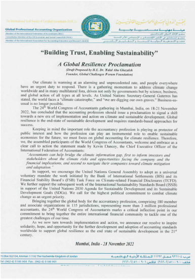 Dr. Abu-Ghazaleh Addresses the International Federation of Accountants to Confront Global Sustainability Challenges